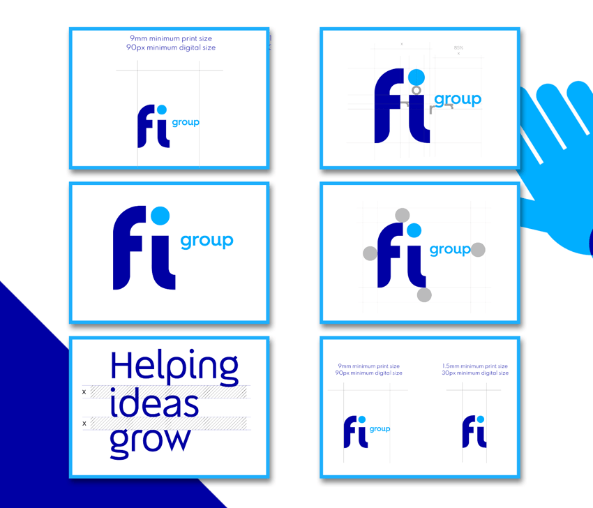 FI group rebrand image brand guidelines logo print